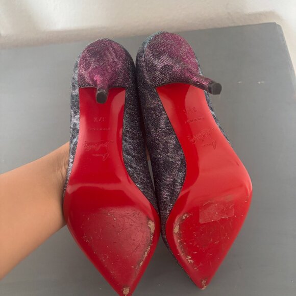 Exclusive Christian Louboutin Pigalle Follies 100 Glitter Plume pointed-toe pump - Picture 6 of 6